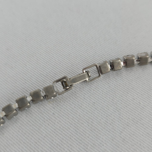 Vintage Silver Tone Clear Rhinestone Statement Drop Necklace