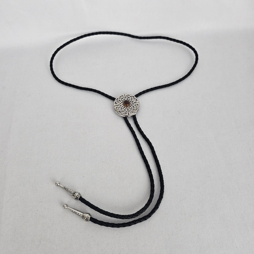 Brown Stone Celtic Knot Western Bolo Tie – Antique Silver-Tone