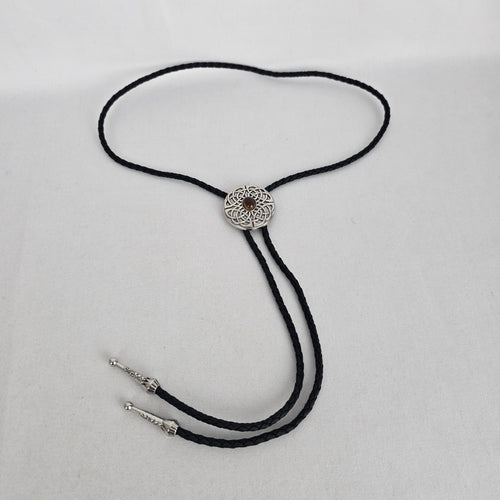 Brown Stone Celtic Knot Western Bolo Tie – Antique Silver-Tone