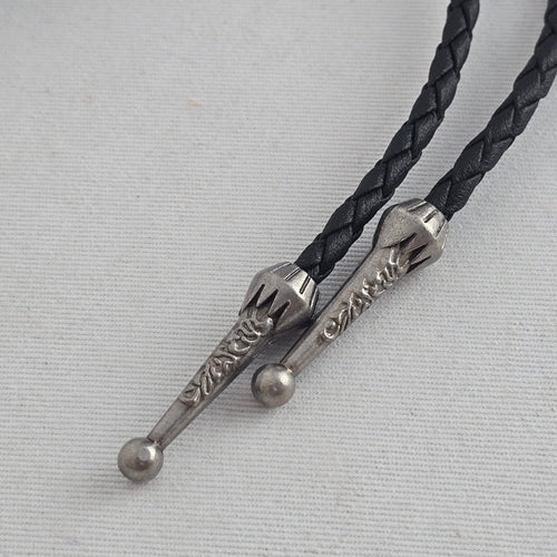 Black Stone Sunburst Western Bolo Tie – Antique Silver-Tone