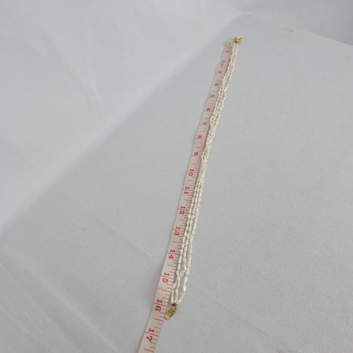 Vintage Triple Strand White Baroque Pearl Necklace – Gold-Tone Floral Clasp