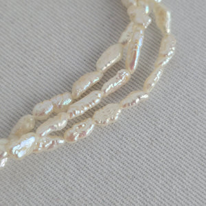 Vintage Triple Strand White Baroque Pearl Bracelet – Gold-Tone Floral Clasp
