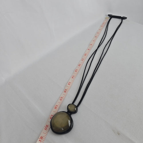 Zsiska Olive Green Double Pendant Adjustable Necklace – Black Cord
