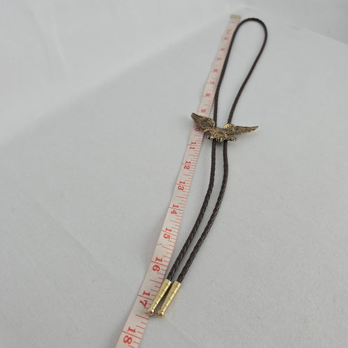 Vintage Eagle Western Bolo Tie – Brown Braided Cord & Antique Gold-Tone
