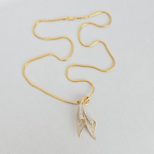 Gold-Tone Abstract Double Pendant Necklace with Pavé-Style Rhinestone Accents