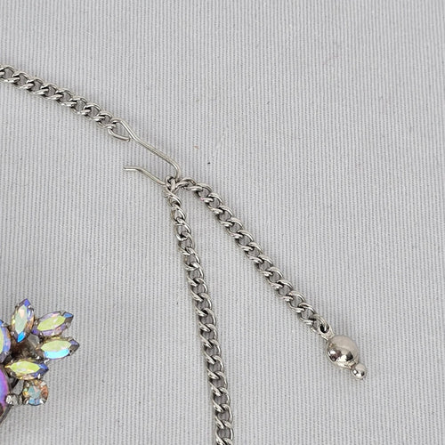Création Pierre Iridescent Rhinestone Statement Necklace & Clip-On Earring Set