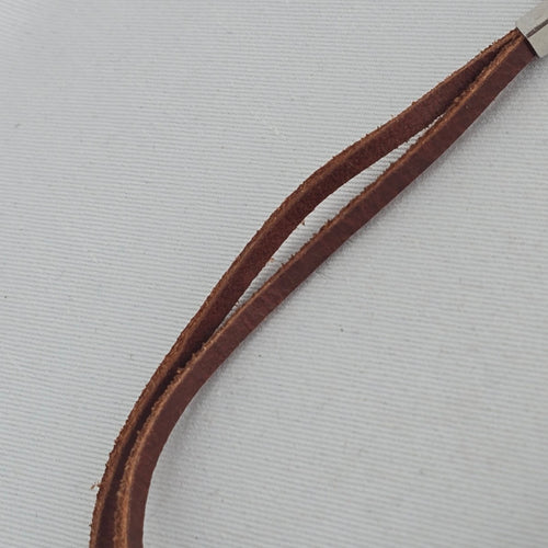 Bauxo Brown Leather Round Pendant Choker Necklace