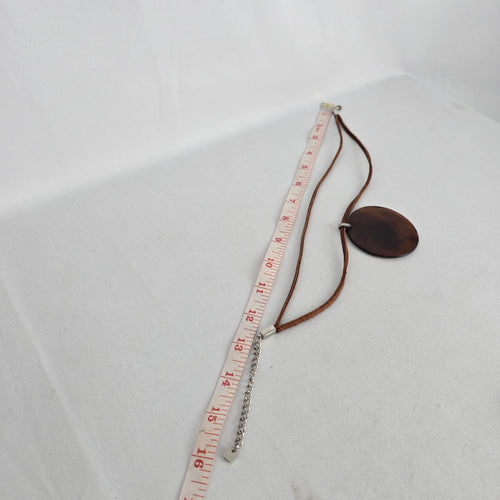 Bauxo Brown Leather Round Pendant Choker Necklace