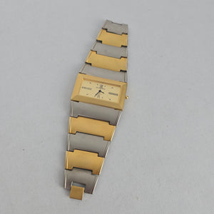 Quemex Two-Tone Rectangular Quartz Wristwatch – Gold & Silver Tone