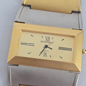 Quemex Two-Tone Rectangular Quartz Wristwatch – Gold & Silver Tone