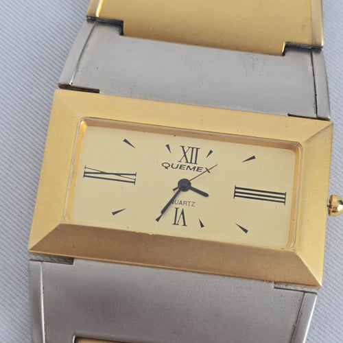 Quemex Two-Tone Rectangular Quartz Wristwatch – Gold & Silver Tone