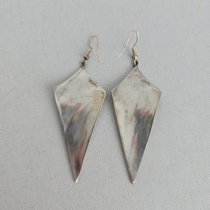 Abalone Shell & Black Inlay Geometric Dangle Earrings – Silver-Tone