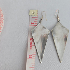 Abalone Shell & Black Inlay Geometric Dangle Earrings – Silver-Tone