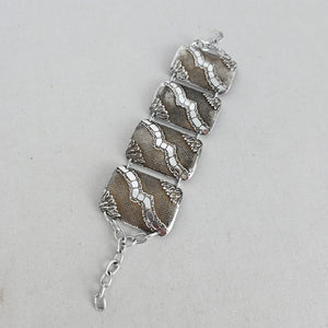 Vintage Germany Silver-Tone Textured Panel Bracelet