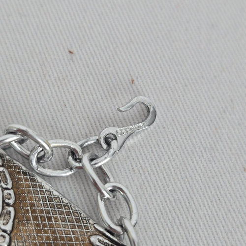 Vintage Germany Silver-Tone Textured Panel Bracelet