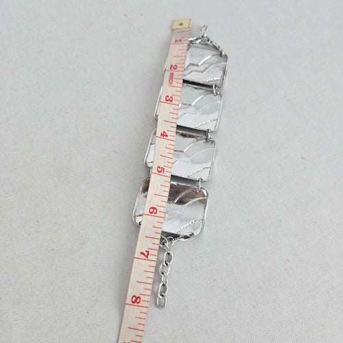 Vintage Germany Silver-Tone Textured Panel Bracelet