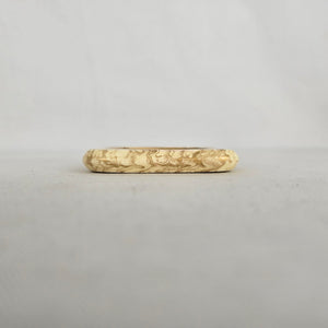 Cream Marbled Square Bangle Bracelet with Gold-Tone Swirl Detail