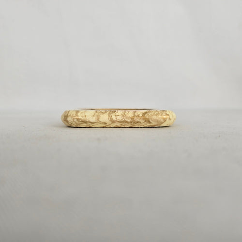 Cream Marbled Square Bangle Bracelet with Gold-Tone Swirl Detail
