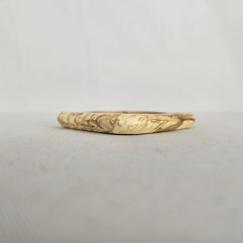 Cream Marbled Square Bangle Bracelet with Gold-Tone Swirl Detail