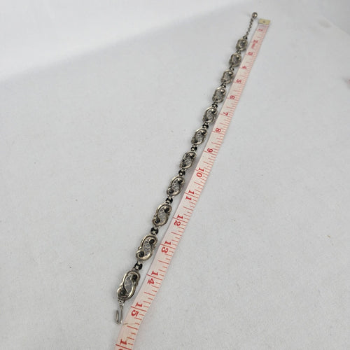 Vintage 1950s Sterling Silver Openwork Lace Scroll Link Choker Collar Necklace