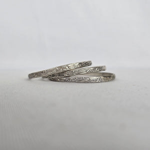 Taxco 925 Sterling Silver Engraved Floral Bangle Bracelets – Set of 3