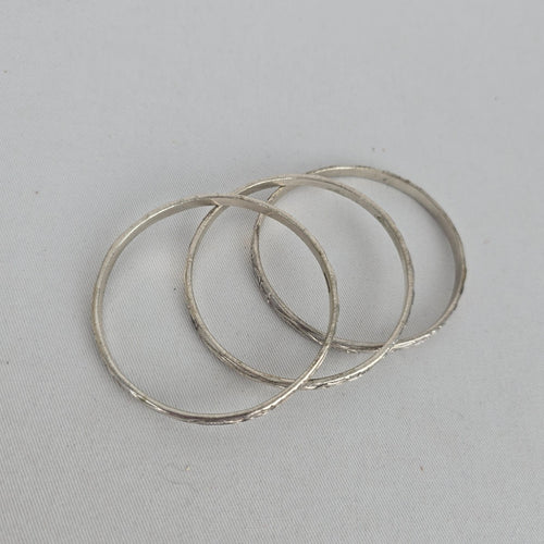 Taxco 925 Sterling Silver Engraved Floral Bangle Bracelets – Set of 3