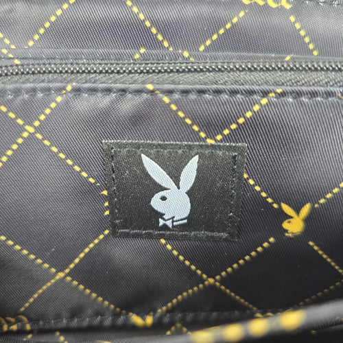 Playboy Black Patent Zip-Around Wallet with Gold-Tone Hardware