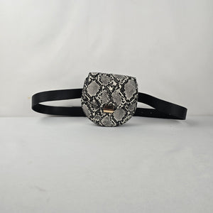 MANGO Snakeskin-Print Belt Bag – Black & White with Gold-Tone Hardware