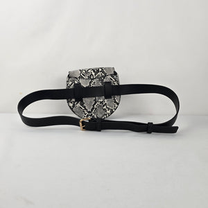 MANGO Snakeskin-Print Belt Bag – Black & White with Gold-Tone Hardware
