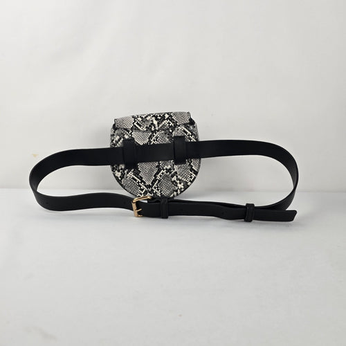 MANGO Snakeskin-Print Belt Bag – Black & White with Gold-Tone Hardware