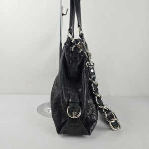 Coach Madison Black Croc Embossed Leather Carryall Shoulder Bag