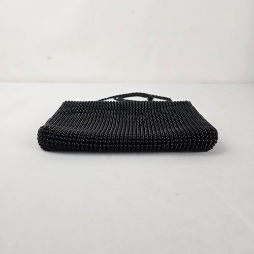 Black Beaded Evening Crossbody Bag Clutch with Chain Strap