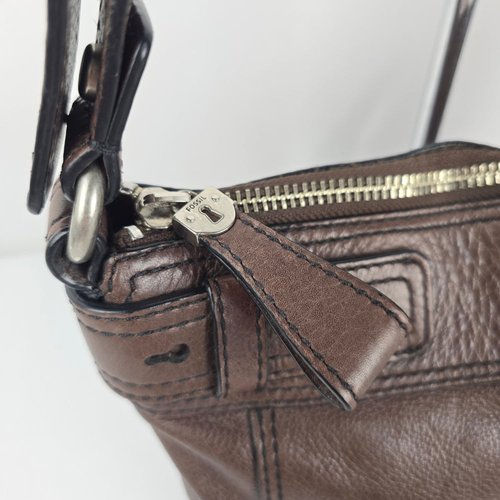 Fossil Women's Brown Leather Shoulder Bag Handbag