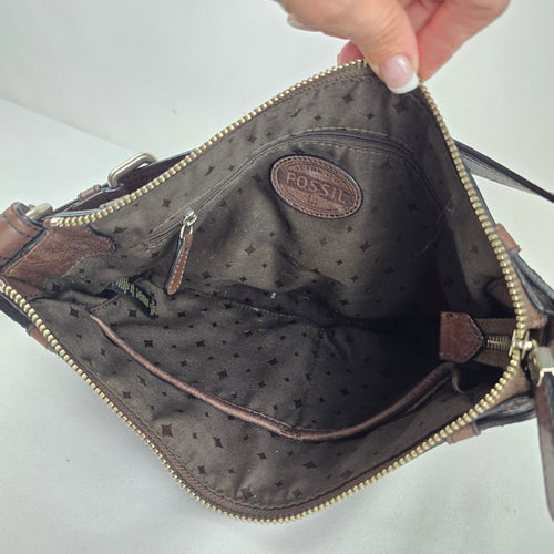 Fossil Women's Brown Leather Shoulder Bag Handbag