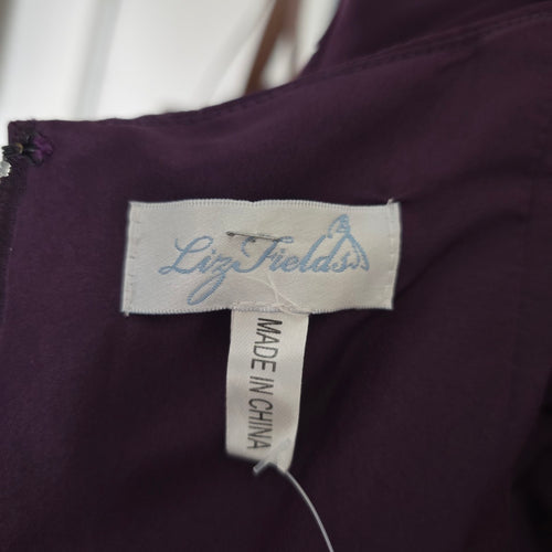 Liz Fields Women's Purple One Shoulder Ruffle Ruched Cocktail Dress - Size S/M