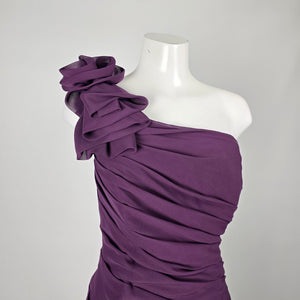 Liz Fields Women's Purple One Shoulder Ruffle Ruched Cocktail Dress - Size S/M