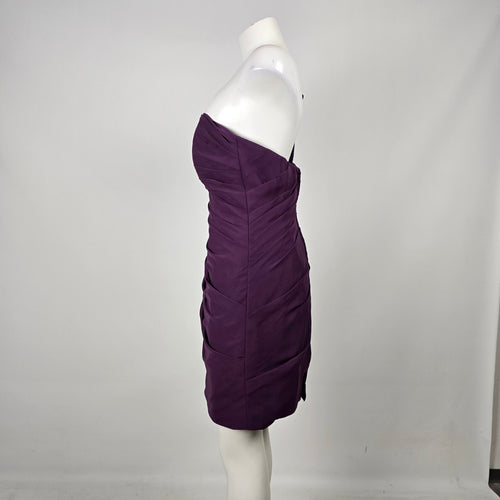 Liz Fields Women's Purple One Shoulder Ruffle Ruched Cocktail Dress - Size S/M