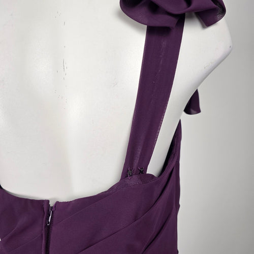 Liz Fields Women's Purple One Shoulder Ruffle Ruched Cocktail Dress - Size S/M