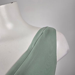 Azazie Women's Sage Green V-Neck Floor Length Bridesmaid Dress Size A18 Fits L-XL
