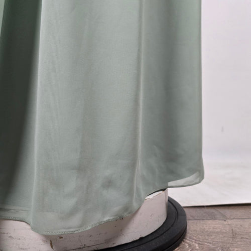 Azazie Women's Sage Green V-Neck Floor Length Bridesmaid Dress Size A18 Fits L-XL