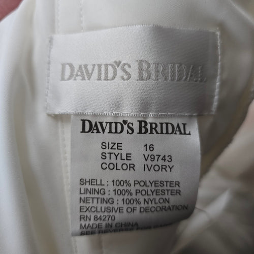 David's Bridal Empire Waist Beaded Wedding Gown — Ivory, Size 16