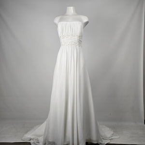 David's Bridal Empire Waist Beaded Wedding Gown — Ivory, Size 16