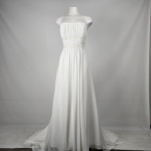 David's Bridal Empire Waist Beaded Wedding Gown — Ivory, Size 16