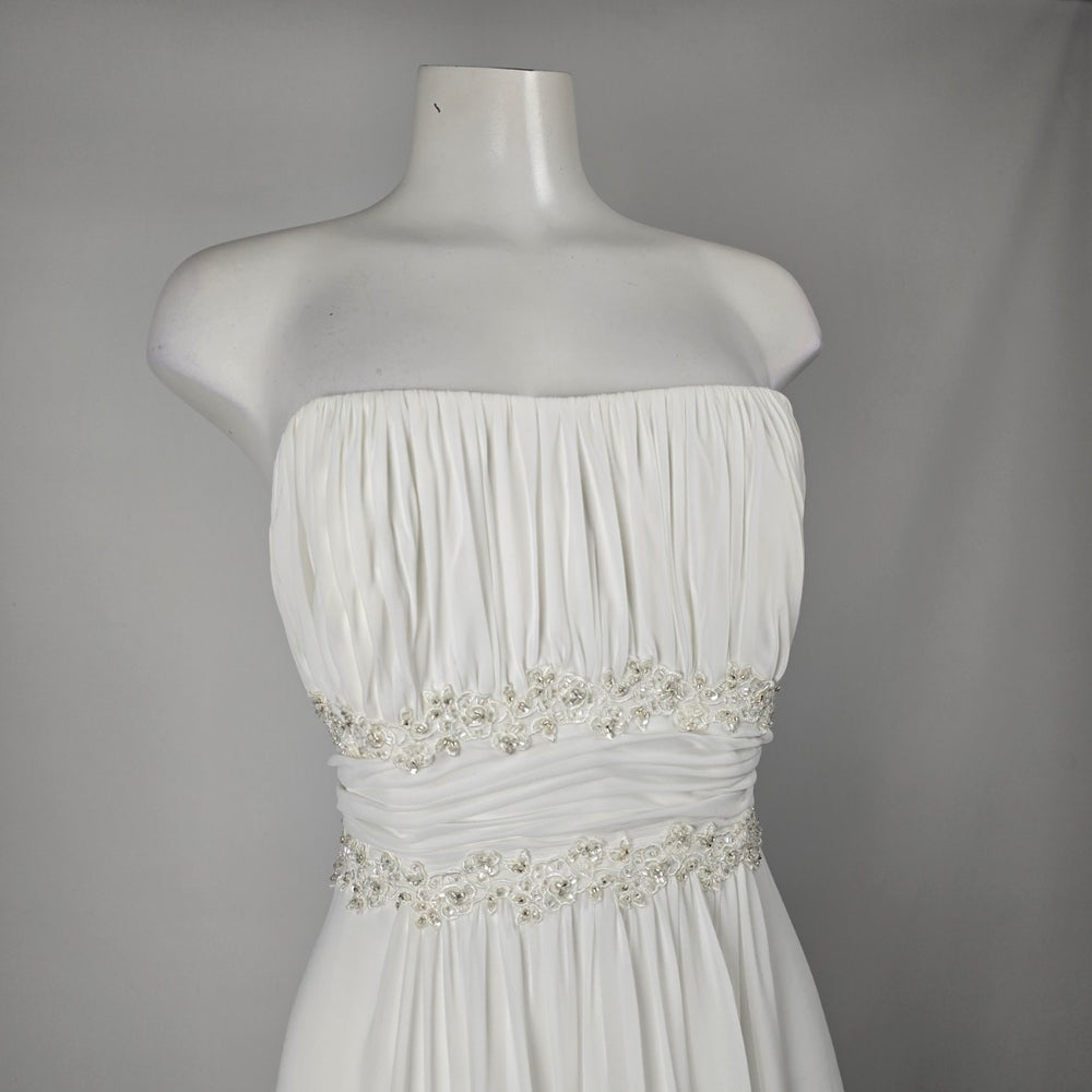 David's Bridal Empire Waist Beaded Wedding Gown — Ivory, Size 16