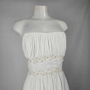David's Bridal Empire Waist Beaded Wedding Gown — Ivory, Size 16