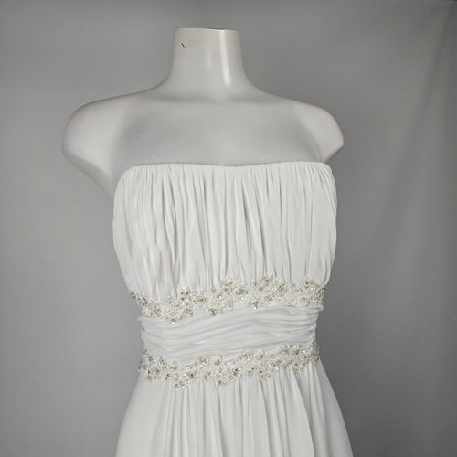David's Bridal Empire Waist Beaded Wedding Gown — Ivory, Size 16