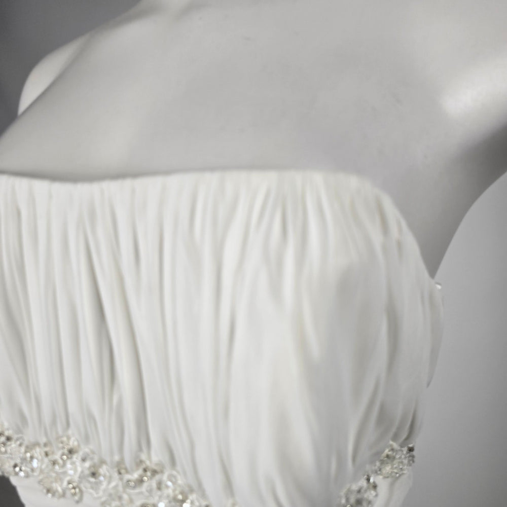 David's Bridal Empire Waist Beaded Wedding Gown — Ivory, Size 16