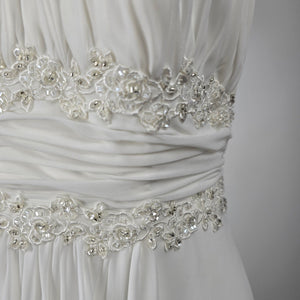 David's Bridal Empire Waist Beaded Wedding Gown — Ivory, Size 16