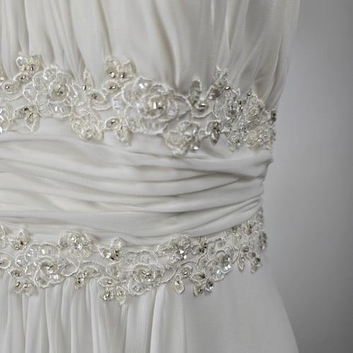 David's Bridal Empire Waist Beaded Wedding Gown — Ivory, Size 16