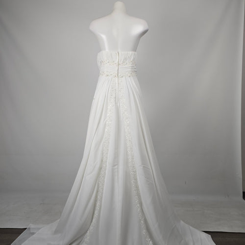 David's Bridal Empire Waist Beaded Wedding Gown — Ivory, Size 16